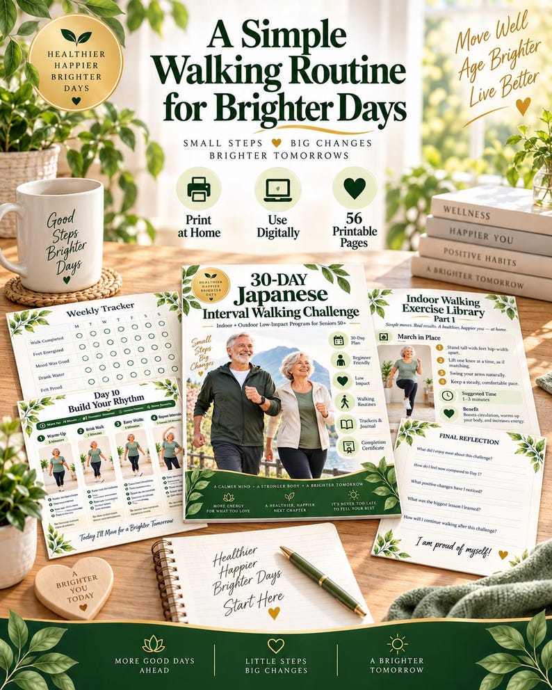 Japanese Walking for Seniors, 30-Day Indoor Outdoor Walking Program — original Etsy mockup 9