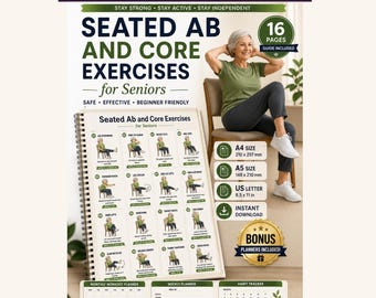 Seated Ab Core Exercises for Seniors | Chair Workout Printable PDF (Instant Download)