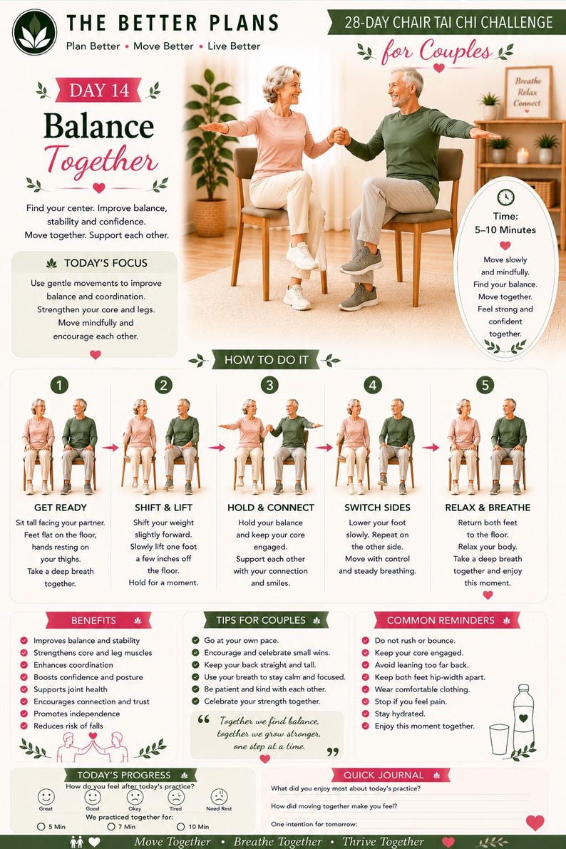 28-Day Chair Tai Chi Challenge for Couples, Balance & Flexibility Program (Digital Download) — original Etsy mockup 9