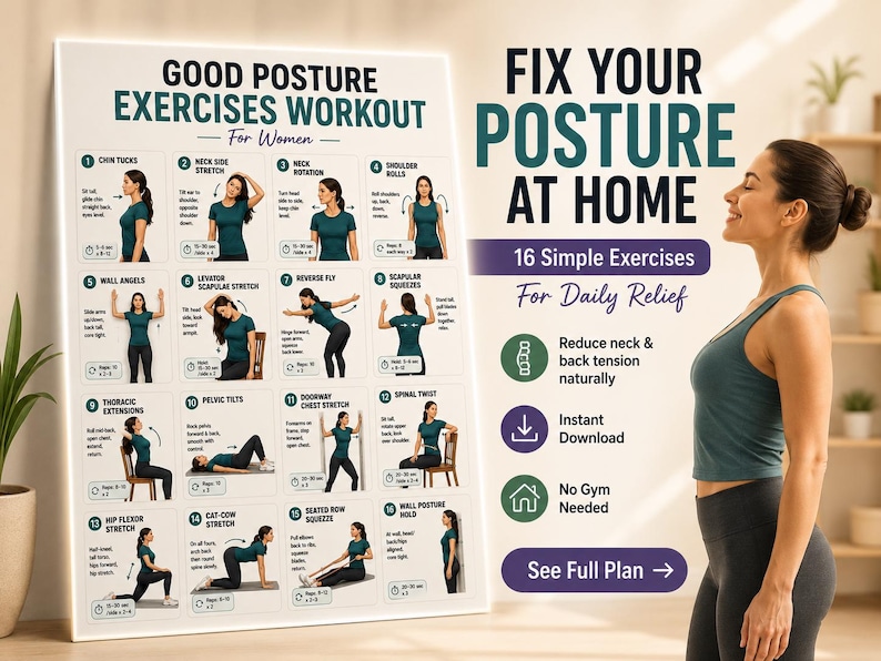 Posture Exercises Printable | Back, Neck & Desk Stretch Chart — original Etsy mockup 3