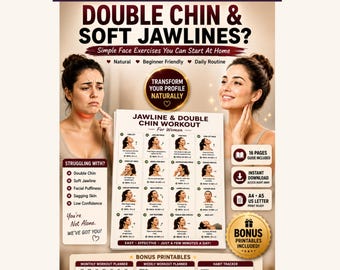 Jawline and Double Chin Workout Chart | Face Yoga Exercises (Digital Download)