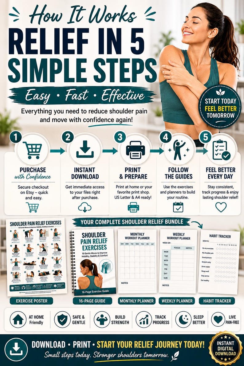 Shoulder Mobility Exercises Printable | Gentle Strength & Stability Workout Chart — original Etsy mockup 3