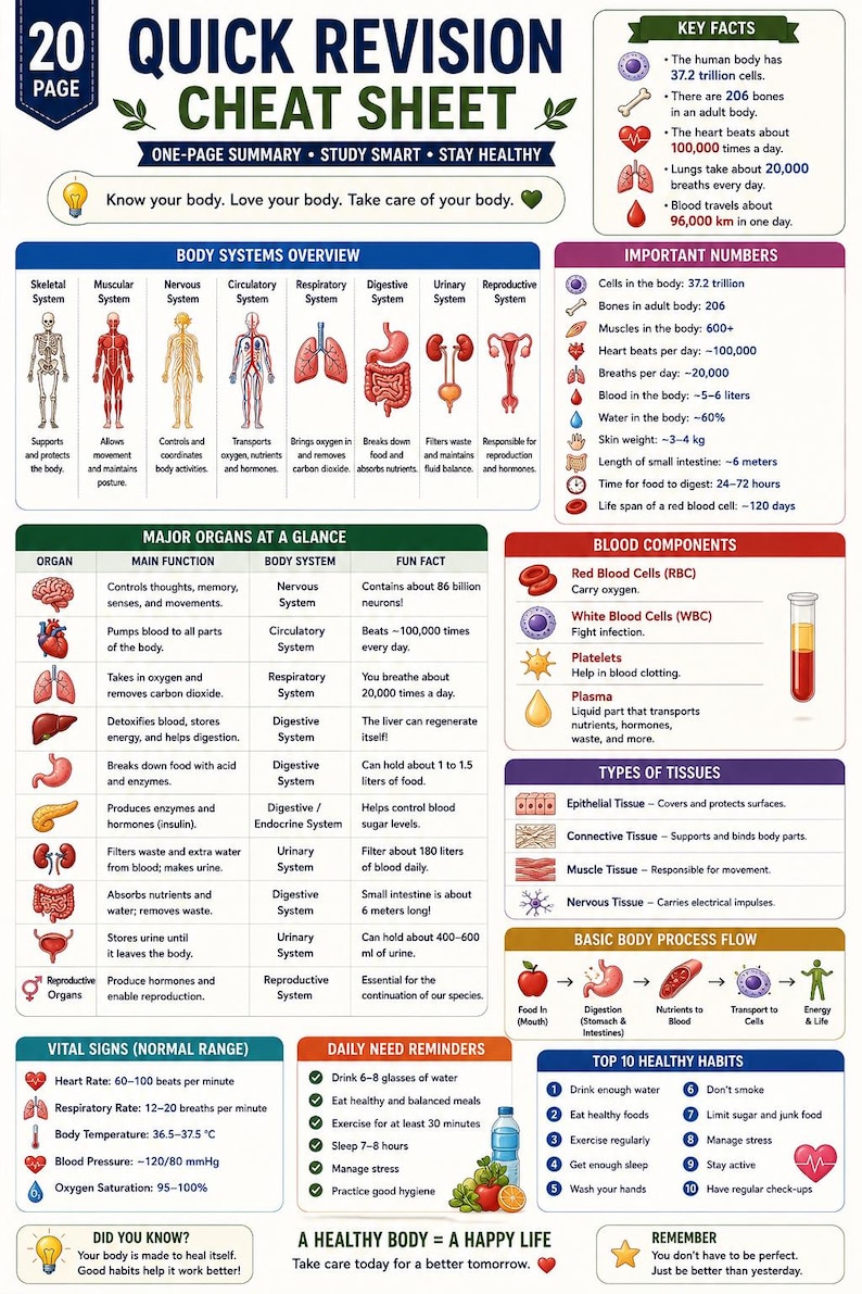 Human Body Systems Workbook Printable PDF | Human Anatomy Poster | Science Homeschool Activities | 30 Pages — original Etsy mockup 14