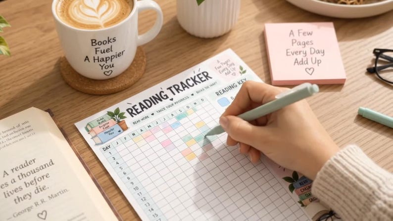 Reading Tracker Printable, Book Tracker, Daily Reading Log, Reading Challenge, Book Lover Planner, Reading Habit Tracker, Digital PDF — original Etsy mockup 3