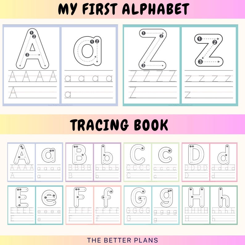 Alphabet Tracing Worksheets A-Z: Preschool Letter Sounds & Writing Practice (PDF Download) — original Etsy mockup 6
