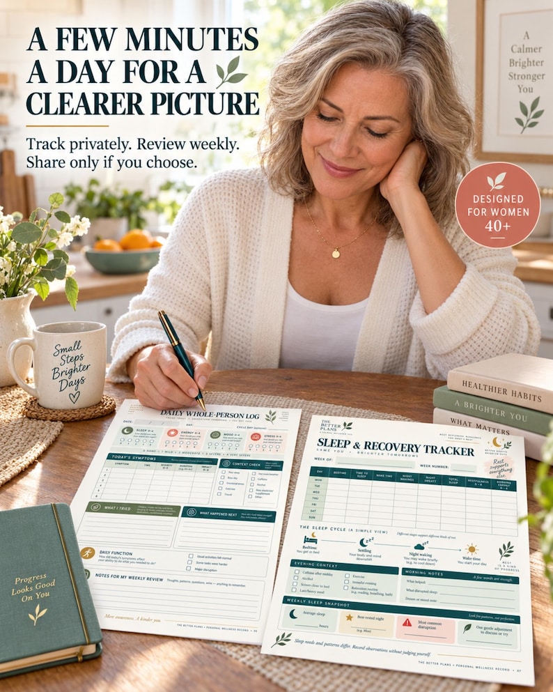 Menopause Symptom Tracker Printable, 30-Day Perimenopause Journal, Hot Flash Sleep Mood & Energy Log, Wellness Planner PDF — original Etsy mockup 6