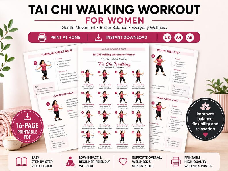 Walking Tai Chi for Women Printable | Balance, Stability & Gentle Mobility Chart — original Etsy mockup 12