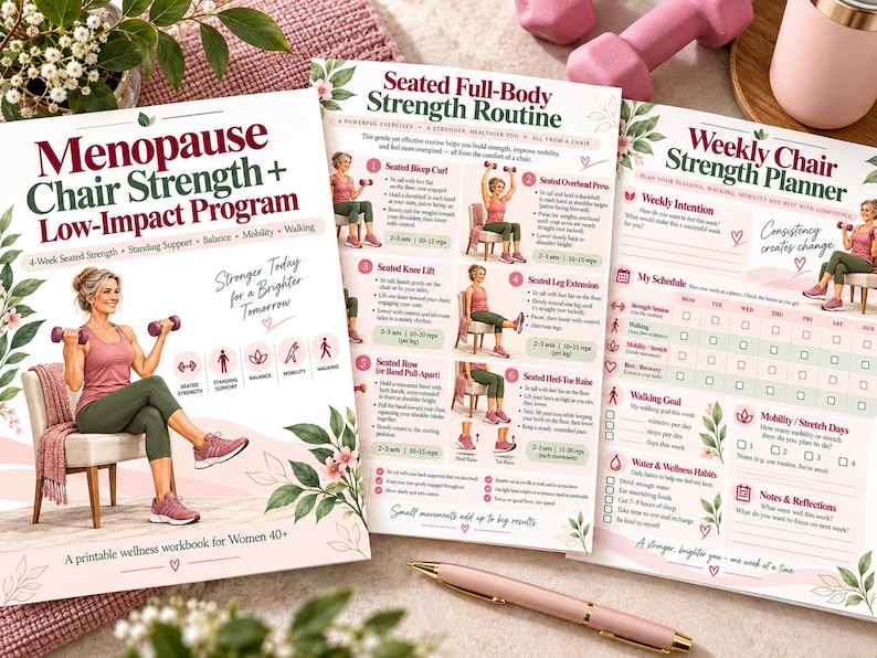 Menopause Chair Strength Program, 16-Page Low-Impact Workout for Women 40+ — original Etsy mockup 6