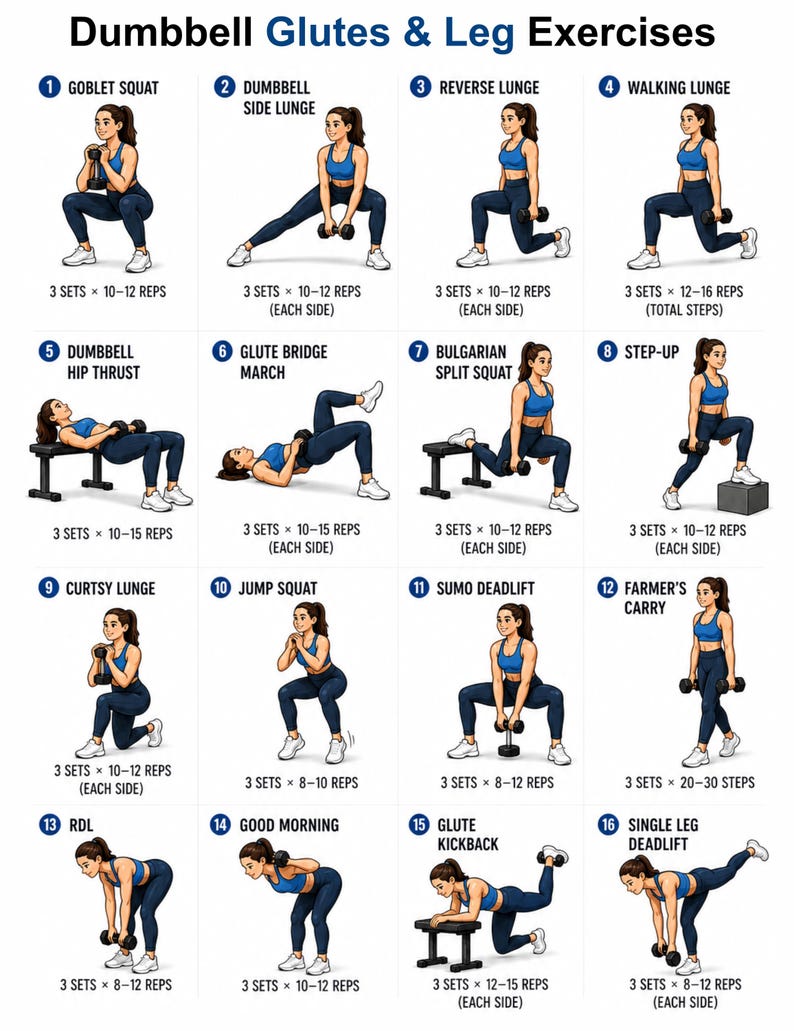 Dumbbell Workout Chart, Strength Training Exercises, Home Gym Poster (Digital Download) — original Etsy mockup 7