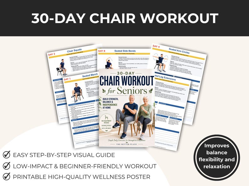 30-Day Chair Tai Chi Workout for Seniors, Exercise Plan (PDF) — original Etsy mockup 4