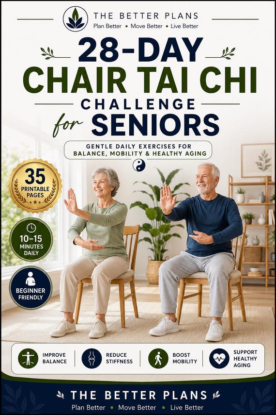 28-Day Chair Tai Chi Challenge for Seniors | Gentle Daily Exercises (Digital Download)