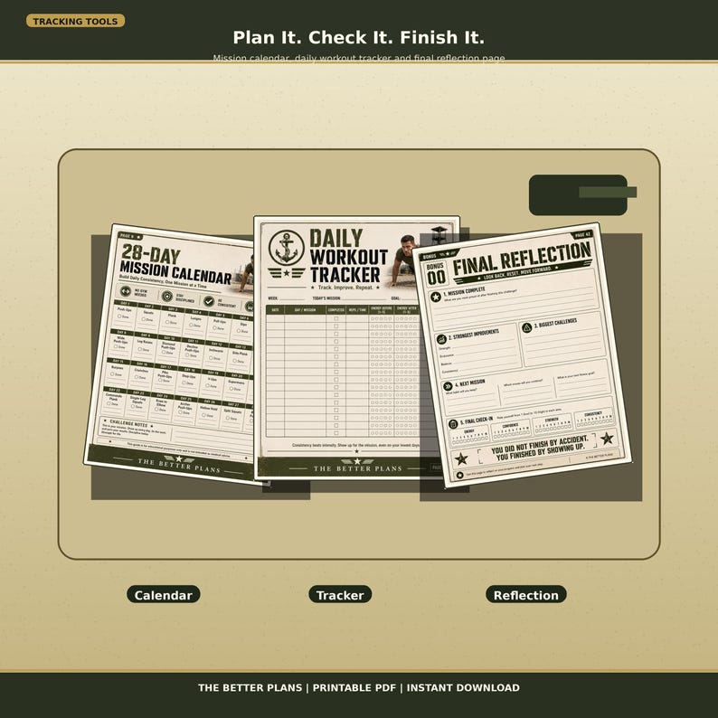 28-Day Military Calisthenics Workout Plan for Men — original Etsy mockup 9