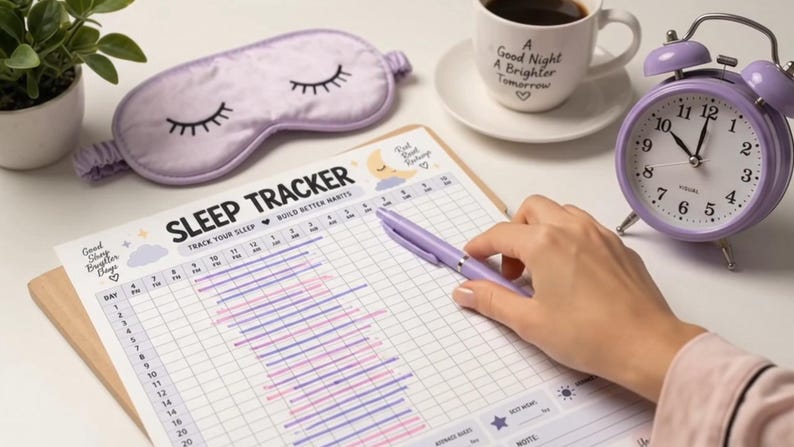 Sleep Journal Printable, Monthly Habit Tracker, Sleep Schedule Log, Bedtime Routine Planner, Sleep Quality Tracker, Wellness Journal PDF — original Etsy mockup 8