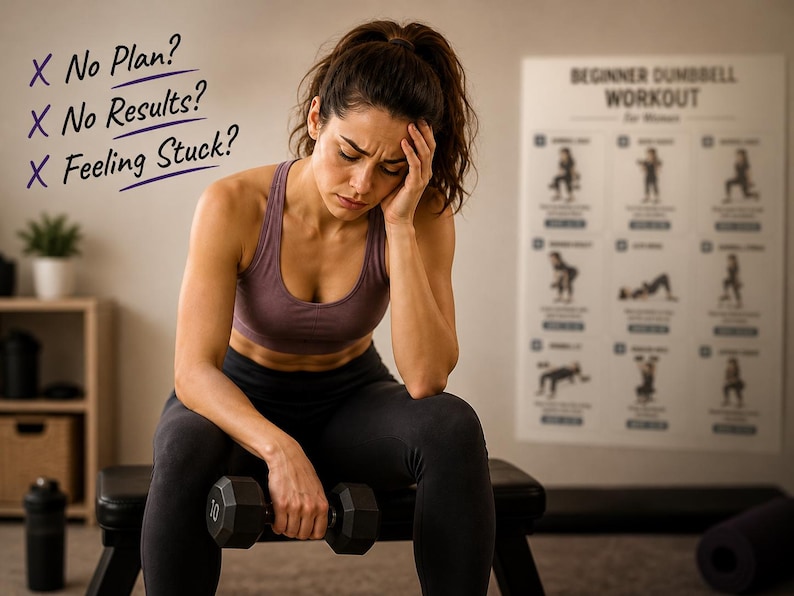 Printable Dumbbell Workout Bundle | Full Body, Arms, Legs, Glutes Exercise Charts (Digital Download) — original Etsy mockup 9