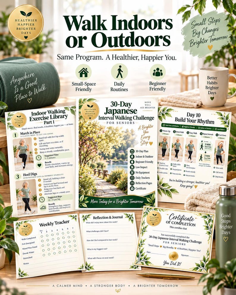 Japanese Walking for Seniors, 30-Day Indoor Outdoor Walking Program — original Etsy mockup 6
