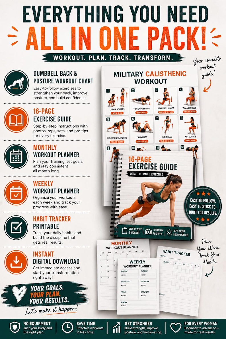 Military Calisthenics Workout Chart | Military Bodyweight Workout Plan | No Equipment Home Fitness Printable — original Etsy mockup 10