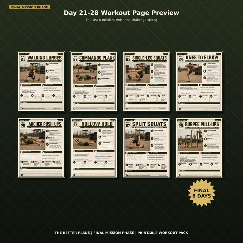 28-Day Military Calisthenics Workout Plan for Men — original Etsy mockup 3