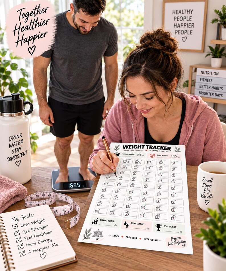 Weight Tracker – Weight Loss Goals and Weight Gain Goals Journal (Printable PDF) — original Etsy mockup 4