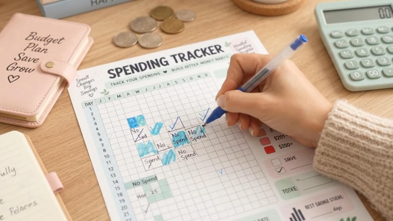 Budget Tracker Printable, Daily Expense Log, Spending Habit Tracker, Personal Finance Planner, Savings Goal Worksheet, Budget Journal PDF — original Etsy mockup 10