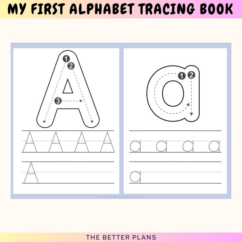 Alphabet Tracing Worksheets A-Z: Preschool Letter Sounds & Writing Practice (PDF Download) — original Etsy mockup 4