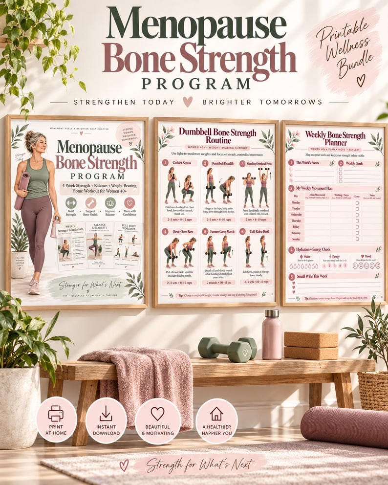 Women 40+ Bone Strength Workout, Menopause Strength Training, Balance, Walking & Mobility Printable — original Etsy mockup 4