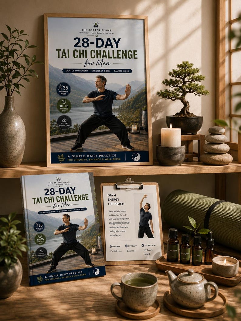 28-Day Chair Tai Chi Challenge for Men, Printable Workout Program (Digital Download) — original Etsy mockup 5