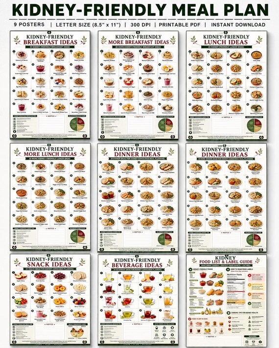 Kidney Friendly Meal Plan, Renal Diet Ideas, CKD Food List, Printable Guide (PDF)