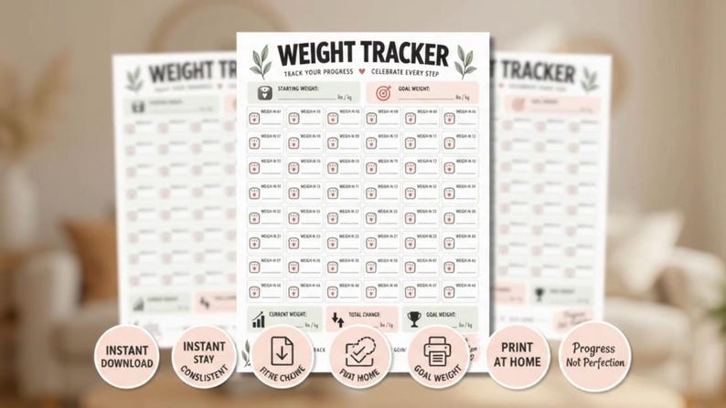 Weight Tracker – Weight Loss Goals and Weight Gain Goals Journal (Printable PDF) — original Etsy mockup 9