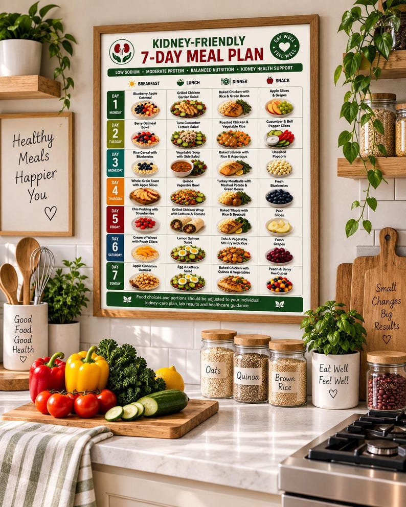 Kidney Friendly 7 Day Meal Plan Printable, Renal Diet Plan PDF, CKD Meal Planner, Low Sodium Weekly Menu, Kidney Disease Diet Chart — original Etsy mockup 10