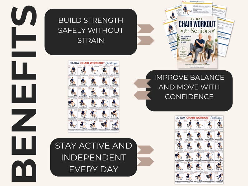 30-Day Chair Tai Chi Workout for Seniors, Exercise Plan (PDF) — original Etsy mockup 8