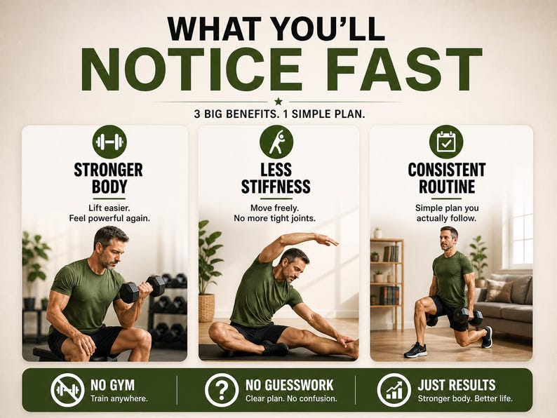 Dumbbell Workout for Men Over 40 Printable | Full-Body Strength Chart — original Etsy mockup 3