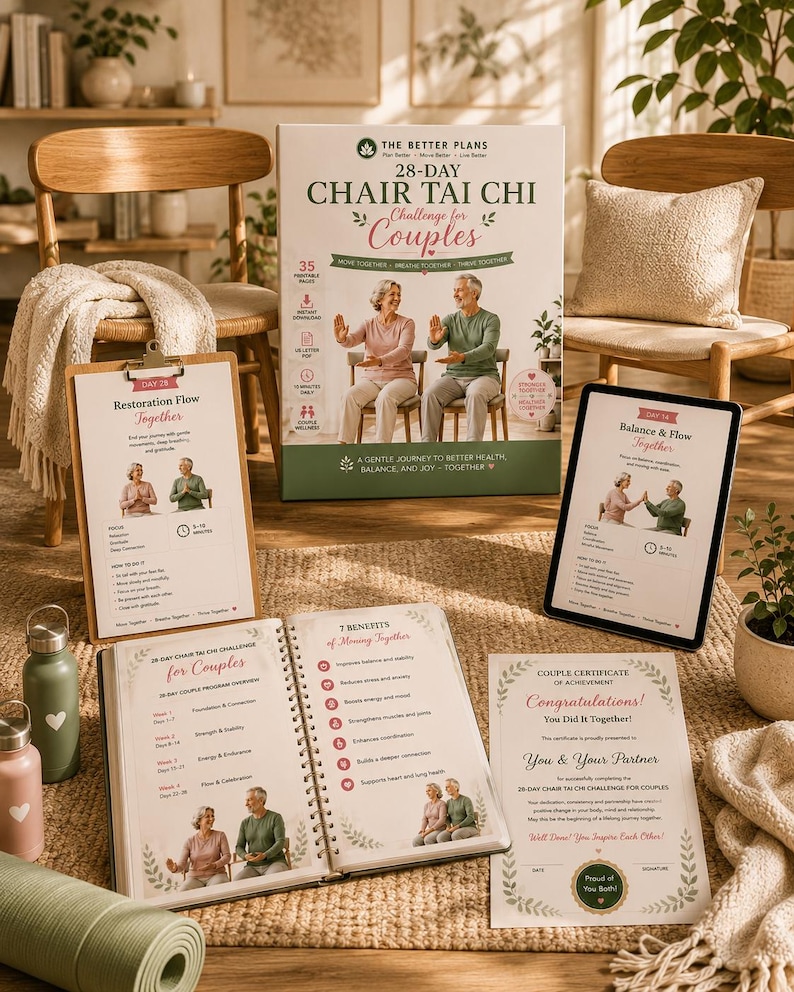 28-Day Chair Tai Chi Challenge for Couples, Balance & Flexibility Program (Digital Download) — original Etsy mockup 8