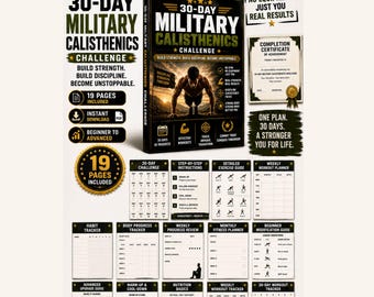 30-Day Military Calisthenics Challenge, Bodyweight Workout Plan (Digital Download)