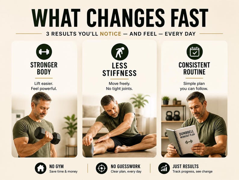 Dumbbell Workout for Men Over 40 Printable | Full-Body Strength Chart — original Etsy mockup 7