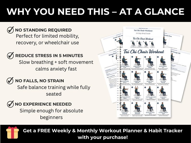 Printable Tai Chi Chair Workout for Seniors | Chair Yoga Exercise Plan (PDF) — original Etsy mockup 12