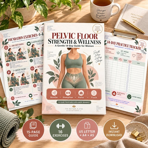 Pelvic Floor Exercises for Women, 14 Day Wellness Plan, Kegel Alternative Guide, Printable Workout Tracker, Instant Download