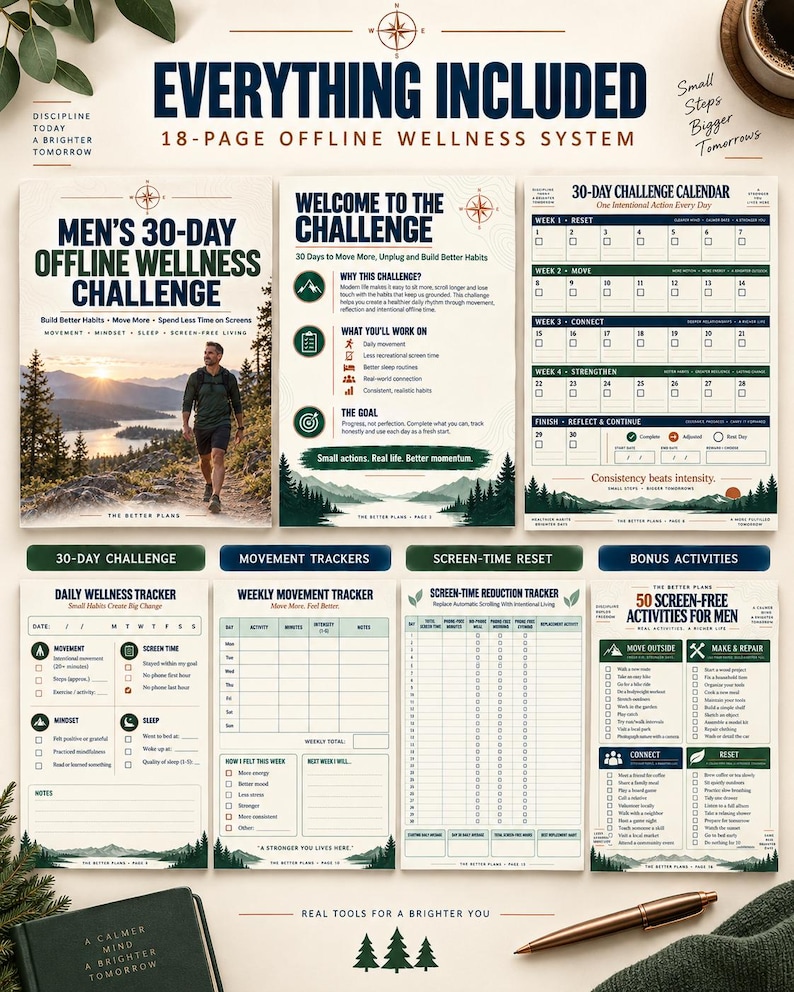 Digital Detox Planner for Men Printable — original Etsy mockup 2