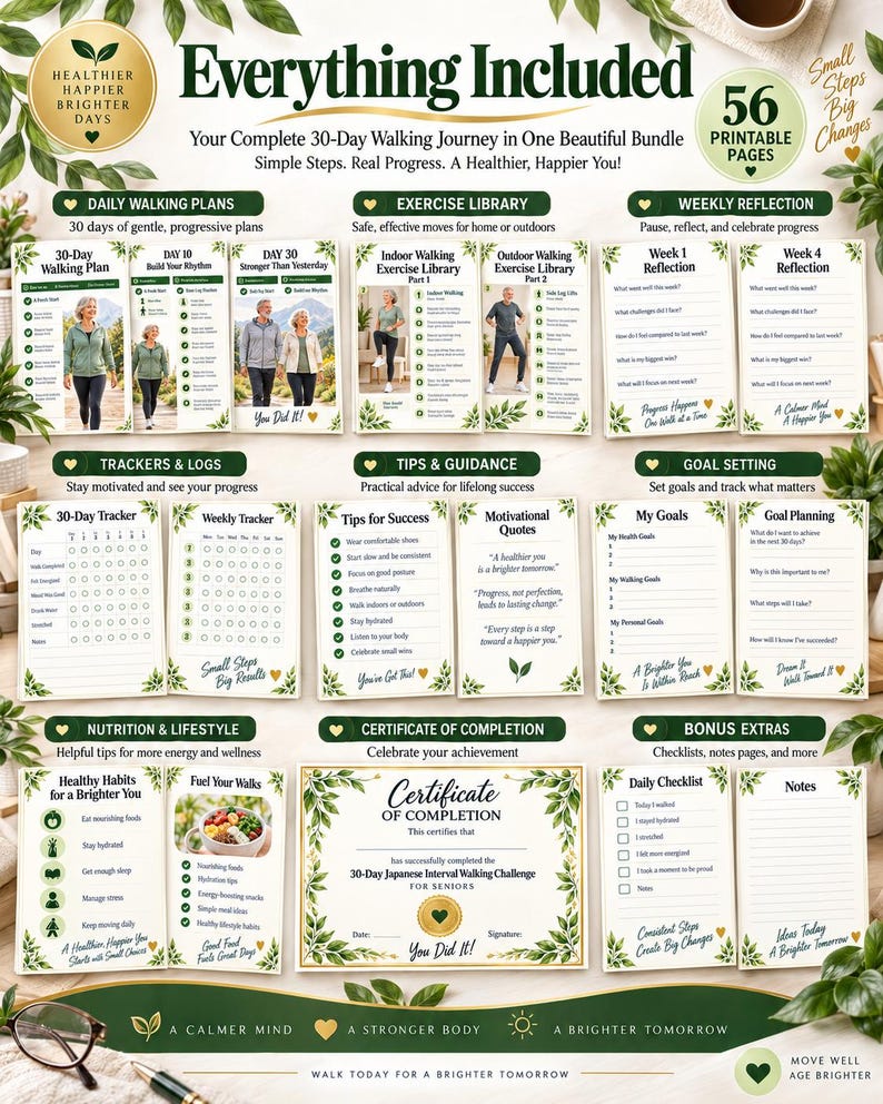 Japanese Walking for Seniors, 30-Day Indoor Outdoor Walking Program — original Etsy mockup 2
