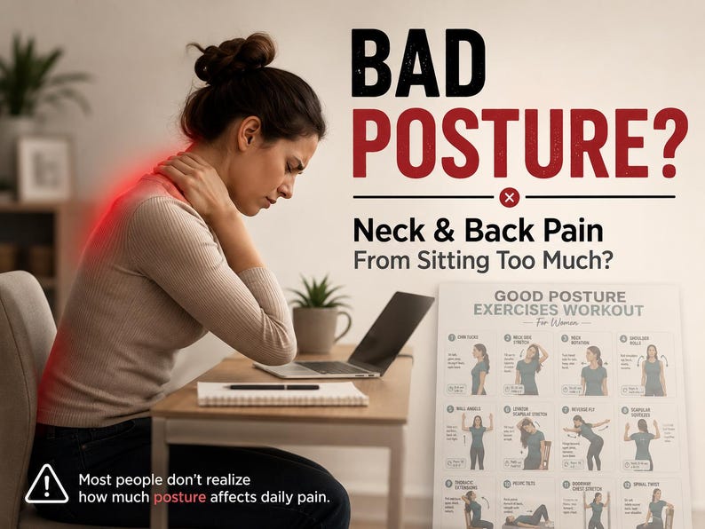 Posture Exercises Printable | Back, Neck & Desk Stretch Chart — original Etsy mockup 2