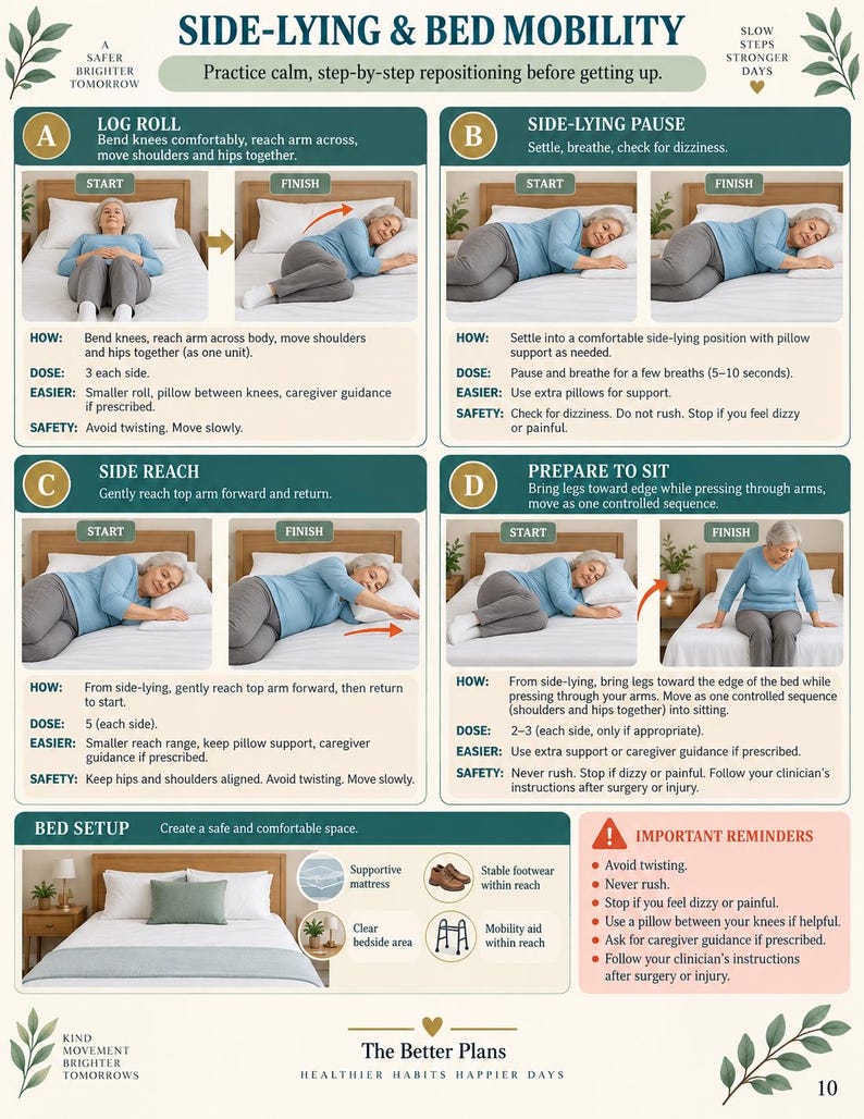 Senior Mobility Exercise Printable, Bed-to-Sit Movement Guide, 30-Day Low Impact Bed Chair Workout with Safety Tracker — original Etsy mockup 6
