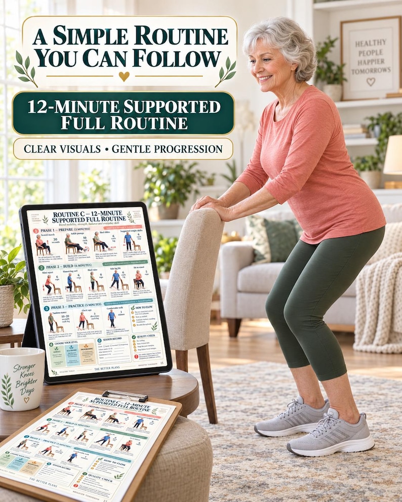Knee Exercises for Seniors Printable 30 Day Strength and Mobility Plan with Illustrated Guide Tracker and Poster — original Etsy mockup 8