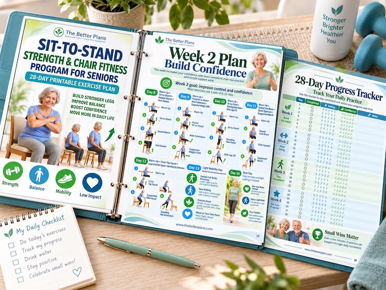 Chair Rise Strength Program for Seniors | Sit to Stand Exercise Plan, 28-Day Printable PDF — original Etsy mockup 8