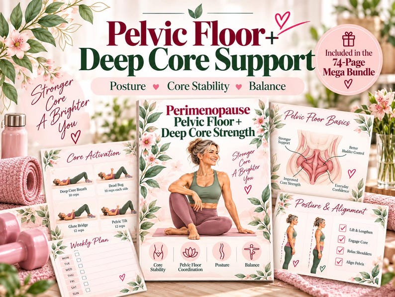 Menopause Strength & Wellness Bundle for Women 40+, 74-Page Printable Workout Planner — original Etsy mockup 5