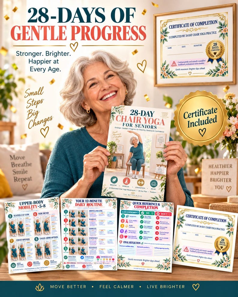 28-Day Chair Yoga for Seniors Printable | Seated Balance & Mobility Plan — original Etsy mockup 7
