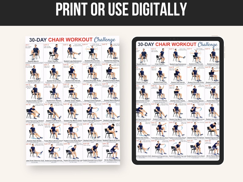 30-Day Chair Tai Chi Workout for Seniors, Exercise Plan (PDF) — original Etsy mockup 5