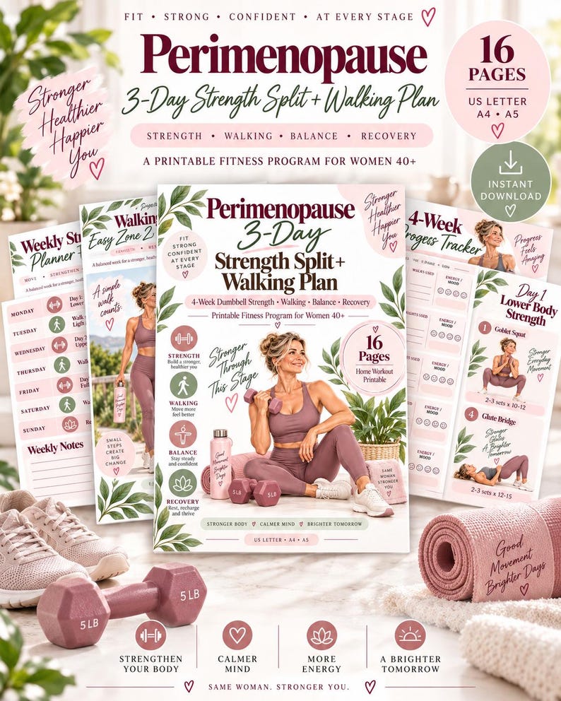 4-Week Perimenopause Dumbbell Workout and Walking Plan — original Etsy mockup 7