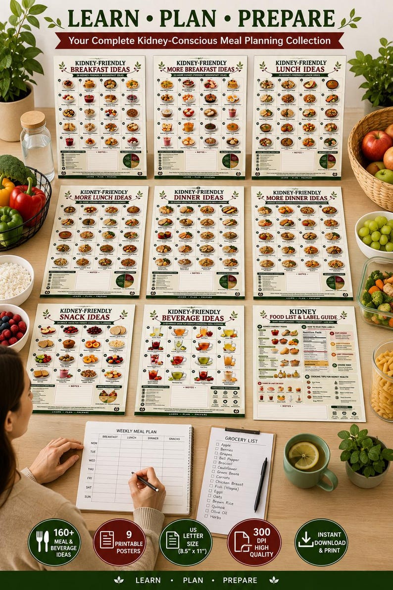 Kidney Friendly Meal Plan, Renal Diet Ideas, CKD Food List (PDF) — original Etsy mockup 6