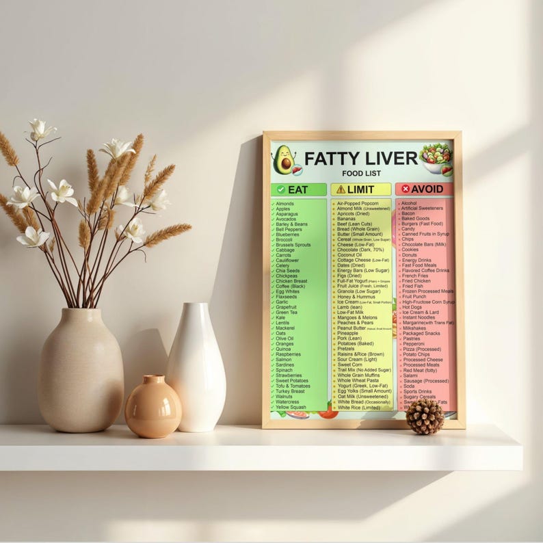 Fatty Liver Food List Printable | NAFLD/NASH Grocery Guide & Food Chart — original Etsy mockup 3