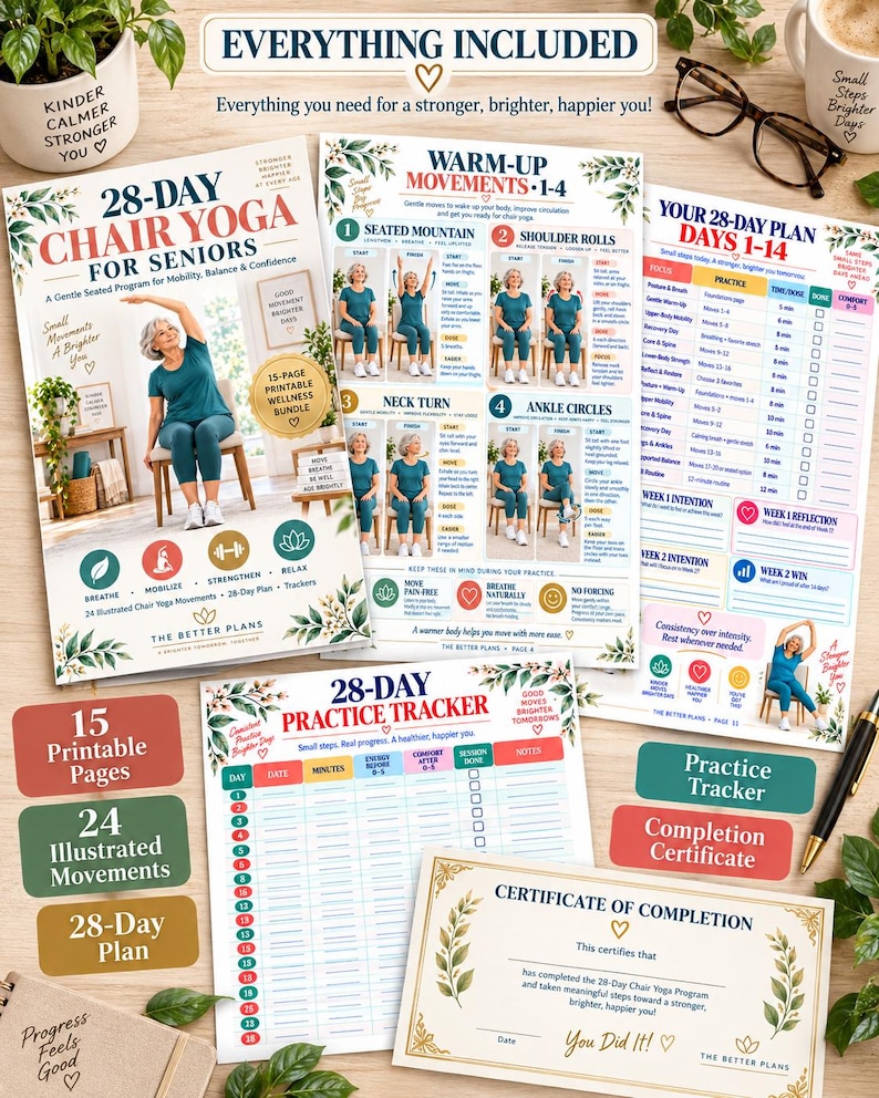 28-Day Chair Yoga for Seniors Printable | Seated Balance & Mobility Plan — original Etsy mockup 10