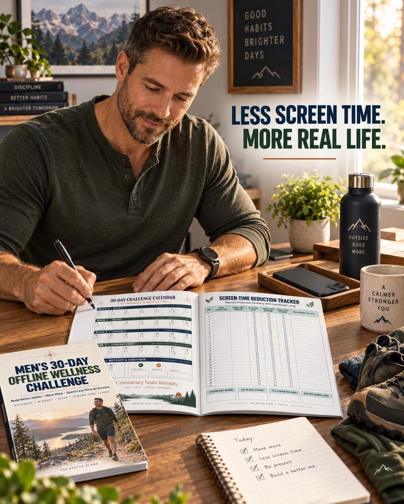 Digital Detox Planner for Men Printable — original Etsy mockup 3